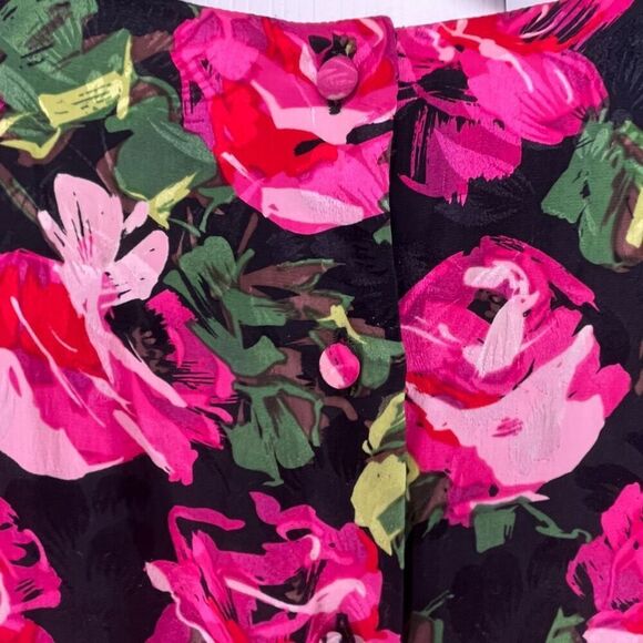 Vintage Silk Form Fitting Dress Floral Size 4 - Picture 9 of 14